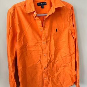 Ralph Lauren Men's Bright Orange Button Down Shirt